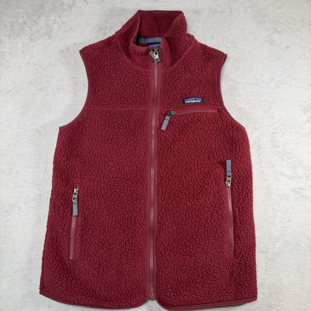 Patagonia Retro Pile Fleece Vest Mens Small Chicory Red‎ Full Zip 22826 FA20